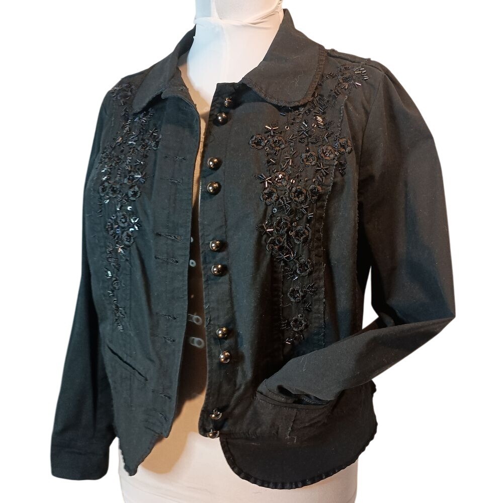 Venezia beaded‎ black coat SKUW104 - Picture 9 of 10